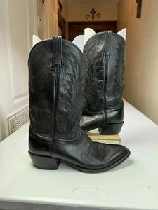 Lucchese Black Western Classic Ranch Hand Boots Vintage 10.5 D Made in USA - Picture 1 of 12