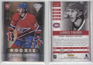 2013-14 Panini Titanium Draft Position Number /22 Jarred Tinordi #167 Rookie RC