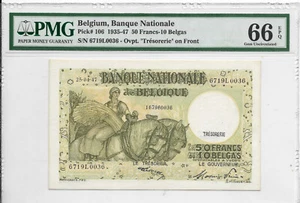 Belgium 50 Francs  p106 Banque Nationale Tresorie PMG 66 EPQ - Picture 1 of 2