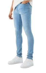 Pantalones de mezclilla para hombre altos ajustados elásticos lavado a la piedra nuevo pantalón pantalón pantalón B5 - Imagen 1 de 3
