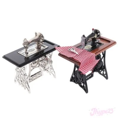Miniatur Puppenhaus Maßstab 1:12 Pedal Nähmaschine Retro Möbelaccessoire - Bild 1 von 4