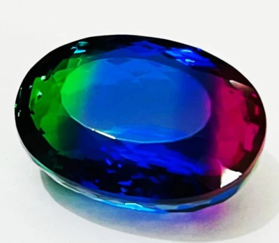 Zertifizierter Wassermelonen-Turmalin 74+ kt zweifarbiger loser Edelstein ova... - Bild 1 von 4