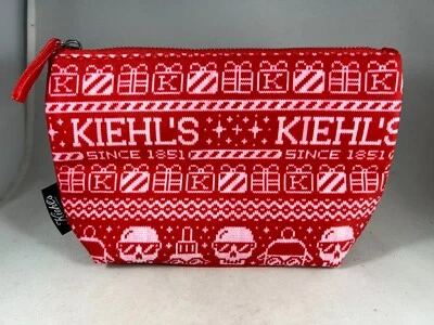 Estuche de viaje bolsa de maquillaje para artículos de tocador con cremallera impresa KIEHL'S Red Holiday 2022 Foto 1 de 4