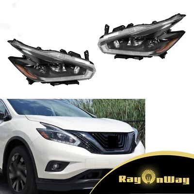 Conjunto de faros halógenos negros para Nissan Murano 2018 lado izquierdo y derecho con LED DRL Foto 1 de 4