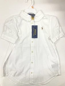 Ralph Lauren Girls Solid White Oxford Top Size 6X 49-50-1/2in 49-52lbs NWT - Picture 1 of 6