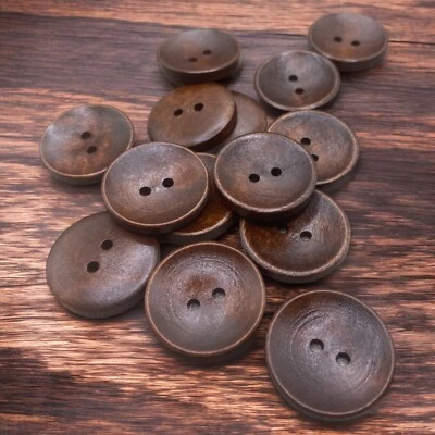 25mm Brown Wooden Buttons 2 Hole Oval Sewing Knitting Cardigan Handmade Clothing - Image 1 of 4