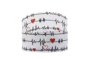 Ripsband Herzschlag EKG mit Herzband 7/8" 22 mm - Bild 1 von 1