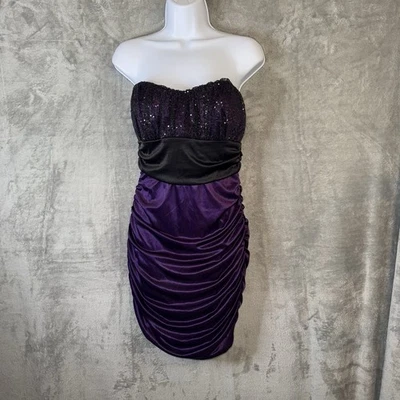 Speechless Y2K без бретелек Кокетливое платье Sz XL Hoco выпускного вечера Whimsigoth фиолетовый черный - Изображение 1 из 4