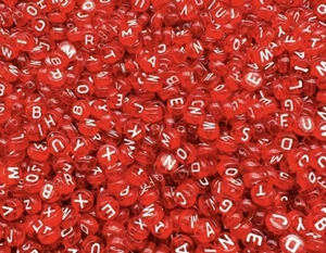 🌟 Lot 50 perles lettres acrylique rouge 0,6 cm DIY bijoux 🌟 - Picture 1 of 1