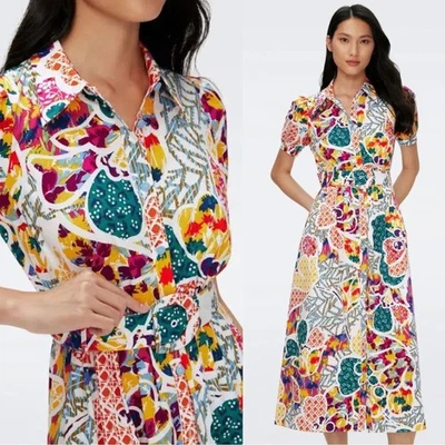 Платье миди-рубашка Diane Von Furstenberg Paddy с принтом из хлопковой смеси поплин большое - Изображение 1 из 4