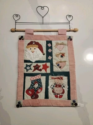 Country Christmas Wall Hanging Patchwork Santa 16 x 14" Vintage Countrycore - Image 1 of 2