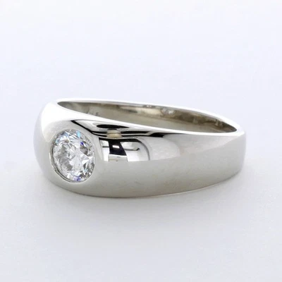 Anillo clásico para hombre de oro de 18 k con diamantes extraídos en tierra corte redondo D Si2 de 1 quilate Foto 1 de 4