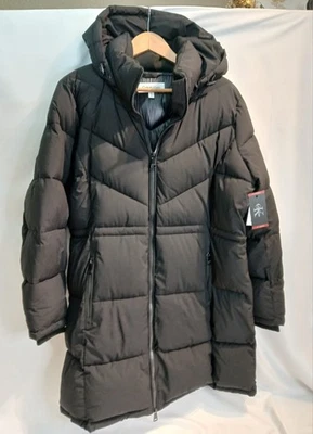 ¡NUEVO CON ETIQUETAS! Abrigo Chaqueta Mujer Calvin Klein Puffer Talla XL Extraíble Capucha Negro Cremallera Completa Foto 1 de 4