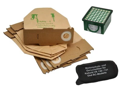 6 x Vorwerk Kobold VK 130 131 SC FP130 vacuum dust bag + 2 filters suitable - Image 1 of 4