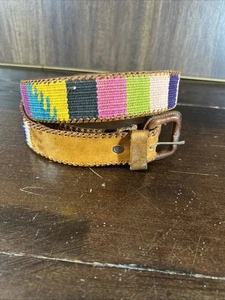Vintage Indianer Schnalle Gürtel 40" breit 1,5" Nadelspitze Leder Western - Bild 1 von 24