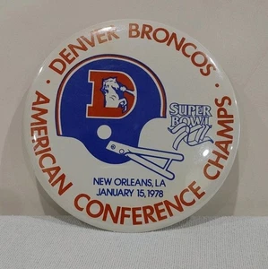 Vintage NFL Denver Broncos 1978 AFC Champions Jumbo Button Pin 6" - Picture 1 of 3