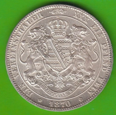 Coin Silver Sachsen Vereinstaler 1870 Better Than Vz Very Nice nswleipzig - Image 1 of 3