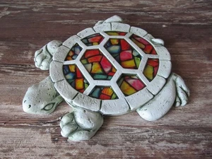 Mosaic Stepping Stone Turtle Garden Party Decoration 10 x 9 x 1" Colorful Decor - Picture 1 of 14