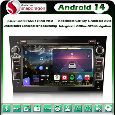 Android 14 128GB Autoradio GPS DAB für Opel Antara Astra Corsa C/D Vectra Meriva - Bild 1 von 4
