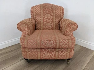 ARMCHAIR Lincoln House Camelback Peach Floral Damask Removable Cushions - Picture 1 of 20
