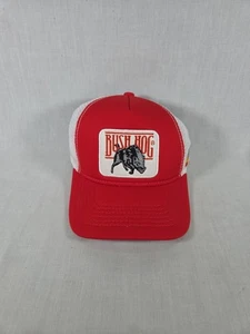 Bush Hog Crown Power & Equipment Red White Mesh Ball Cap Snap Back Trucker Hat - Picture 1 of 4