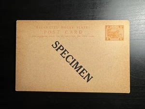 Malaya / Malaysia - Specimen 4c Malay States PSC Postal Stationery Card - Picture 1 of 1