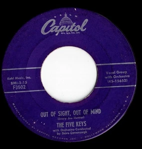 FIVE KEYS out of sight out of mind U.S. CAPITOL 45rpm F-3502_orig 1956 - Picture 1 of 1