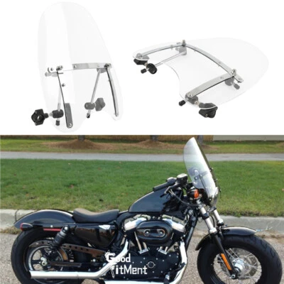 Прозрачное ветровое стекло для Harley Forty Eight Large 19 x 17 дюймов 7/8 дюйма 1 дюйм 1,25 дюйма - Изображение 1 из 4