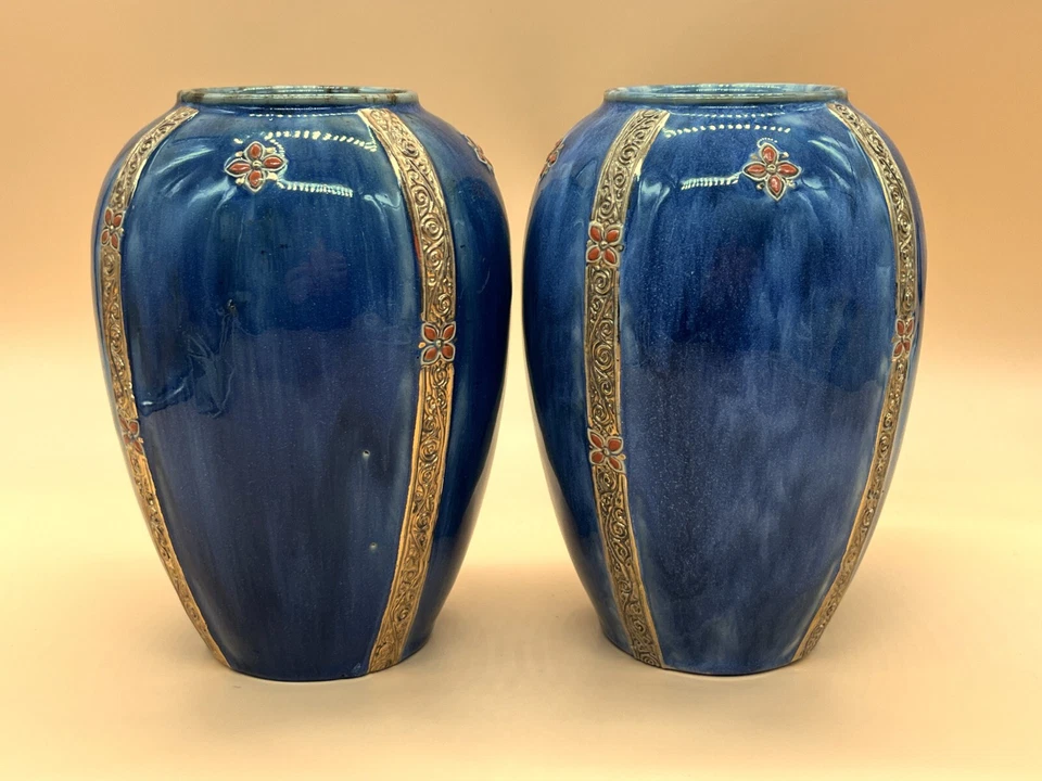 Antique pair of Florrie Jones Royal Doulton Pottery vases. 8565A. c1910. - Image 1 of 4