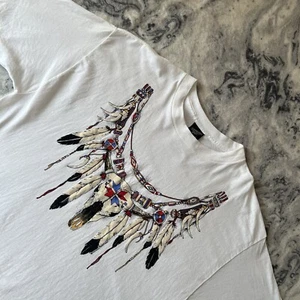 Vintage Diamond Dust 90s Native Tribal Western Tshirt Single Stitch Glitzer L - Bild 1 von 22