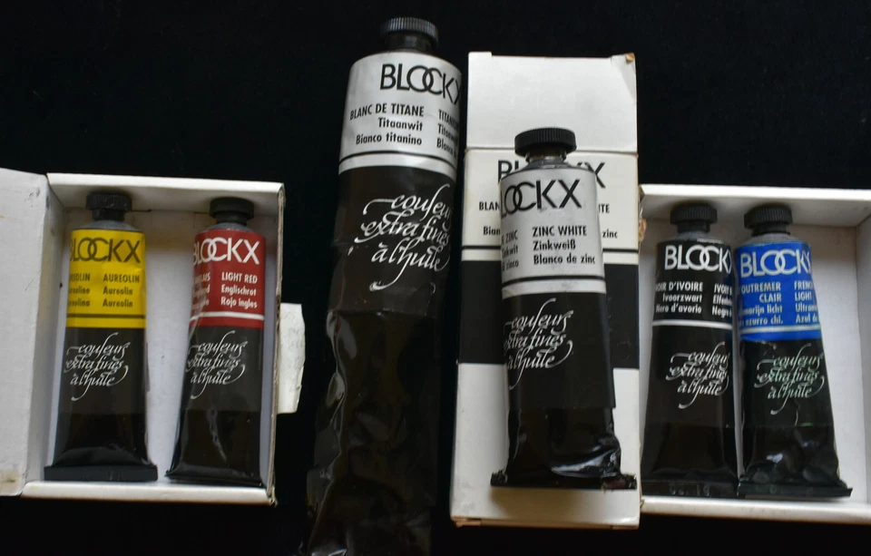 Blockx Oil Paint. 6 tubes. Four-35 ml. Tubes. 1-200ml. Titan. Wht. 1-60ml. Zinc - Image 1 of 2