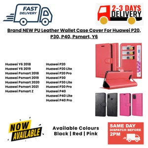 Leather Magnetic Flip Wallet Book Case for Huawei PSmart,19,20,21,Z,P20,P30,P40 - Imagen 1 de 1