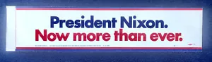1972 Richard Nixon 'Presidente Nixon. Pegatina para parachoques de campaña ahora más que nunca - Imagen 1 de 2