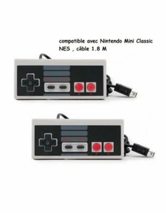 2X Manettes Nes Classic Mini Compatible pour Nintendo Wii  / WiiU - 1.80m - Picture 1 of 5