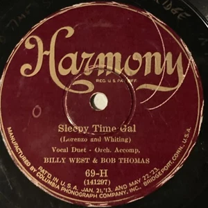 10" 78 RPM-Billy West/Bob Thomas-Then I'll Be Happy/Sleepy Time Gal/Harmony 69-H - Picture 1 of 4