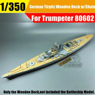 Deck de madeira navio de guerra alemão Tirpitz em escala 1/350 com corrente de metal para HobbyBoss 80602 - Imagem 1 de 4