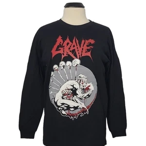 GRAVE Into The Grave European Tour M MEDIUM Langarm T-Shirt Schwarz Herren Band - Bild 1 von 7