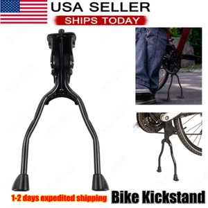 Bicycle Double Leg Side Stand Kick Kickstand Bike Support Spring Center Black A - Picture 1 of 7