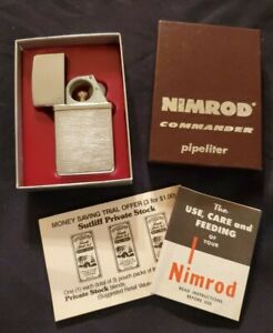 NIB Antique NIMROD COMMANDER PIPELITER BRUSHED SATIN FINISH RARE W/ Paperwork