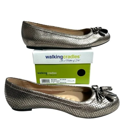 Новый в коробке прогулочные колыбели Bethany скольжения на плоский 7,5 WW бронзовая змеиная кожа кожаные туфли - Изображение 1 из 4