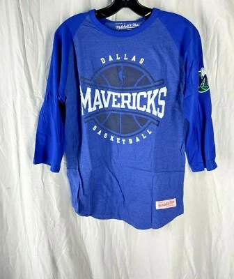 Mitchell & Ness Mens Dallas Mavericks NBA Raglan 3/4 Sleeve Shirt Size S - Image 1 of 4