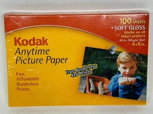 Kodak Anytime Picture Paper for Inkjet 4"x6" 100 Sheets Soft Gloss - Picture 1 of 3