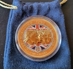 UK Great Britain 2015 Longest Reigning Monarch 24K Gold Plated Crown +BAG, #UKM1 - Picture 1 of 5