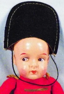 Drum Major Celluloid Doll Marching Band Vintage Red Coat Black Hat White Pants - Picture 1 of 8