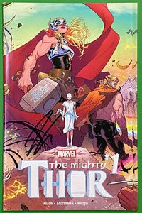 MIGHTY THOR #1 (MARVEL 2016) WRAP AROUND COVER | SIGNED JASON AARON | NM 9.4 - Picture 1 of 12