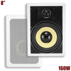 Pair 2-Way 160W 8" In-Wall Ceiling Speaker Dome Tweeter Home Theater 8 Ohm White - Picture 1 of 5