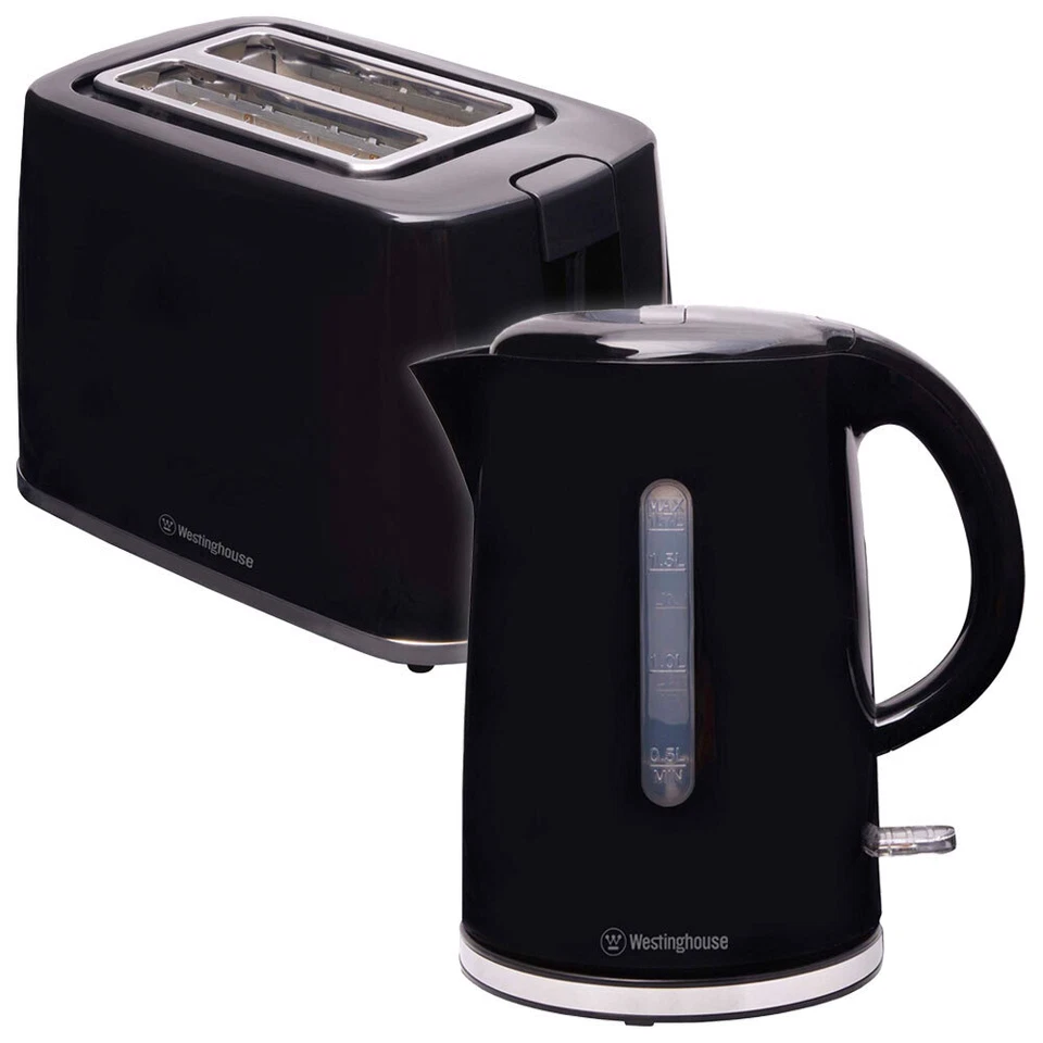 Westinghouse Electric Tea/Coffee Water Kettle 1.7L & 2 Slice Toaster Black Set - image 1 of 4