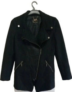 Et Boite Le Jean Jacket M Womens Wool Retro Boho Parka Bohemian Full Zip Black - Bild 1 von 11