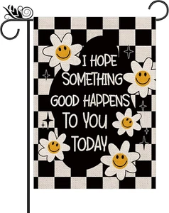 Summer Garden Flag Vintage Smile Daisy Funny Vertical Double Sided Seasonal Insp - Picture 1 of 6