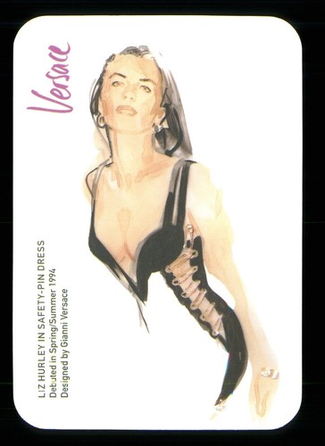 1 x Fashion card Versace Liz Hurley in Safety pin Dress 1994 ≠ FC2